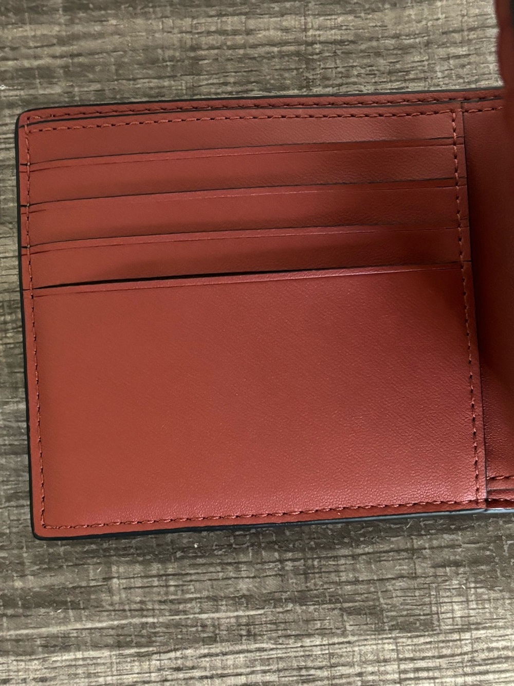 Coach Signature Canvas Bifold Wallet with Red and Orange Stripes - Picture 9 of 11